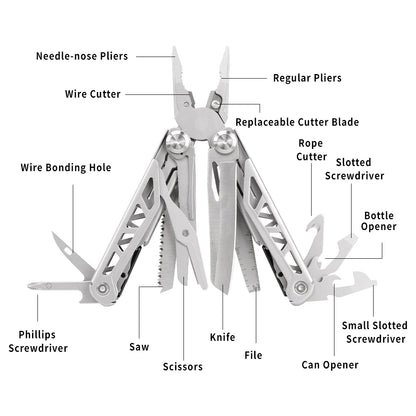 ZK30  Stainless Steel Multi-tool Pocket Knife Plier Folding Plier Mini Portable Folding Pliers Outdoor Camping Survival EDC Tool