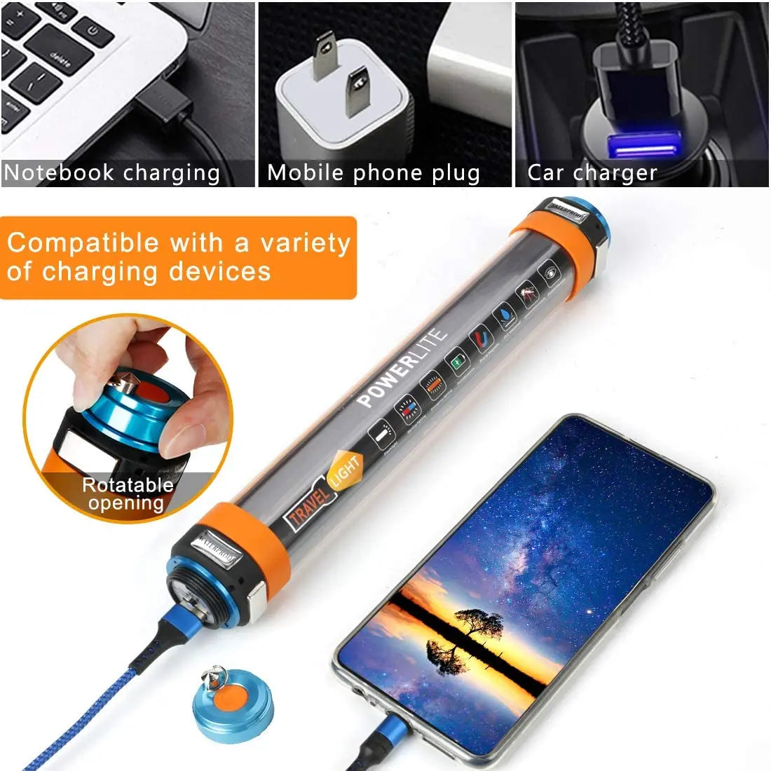 Outdoor LED Camping Lights USB Rechargeable Magnetic lamp IPX68 Waterproof lantern Flashlight Travel Survival Camping light