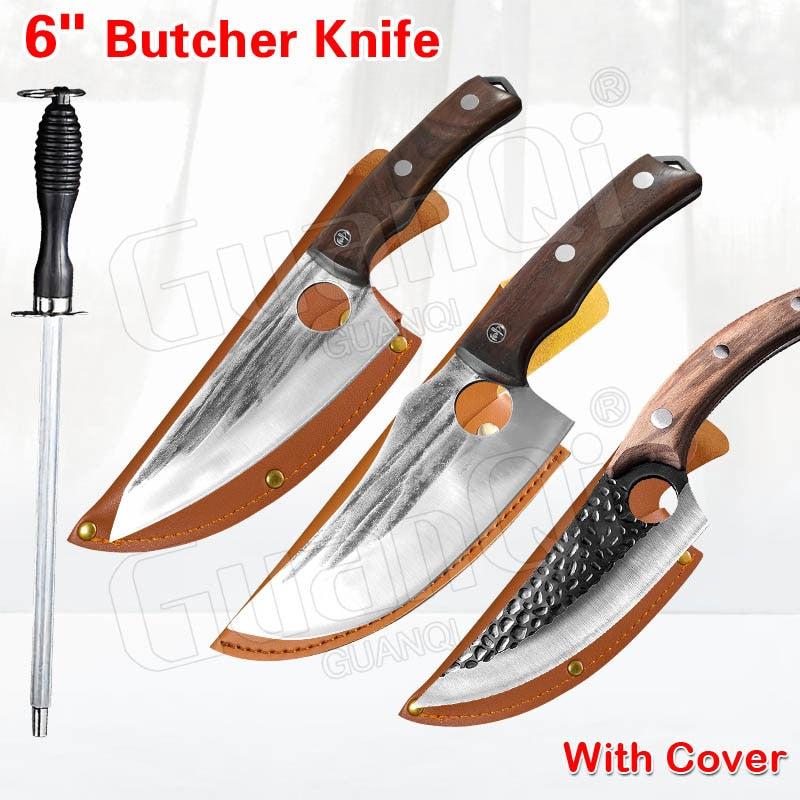 Fish Filleting Knife Stainless Steel Boning Knife Handmade Fishing Knife Kitchen Meat Cleaver Camping Cutter Chef Knives