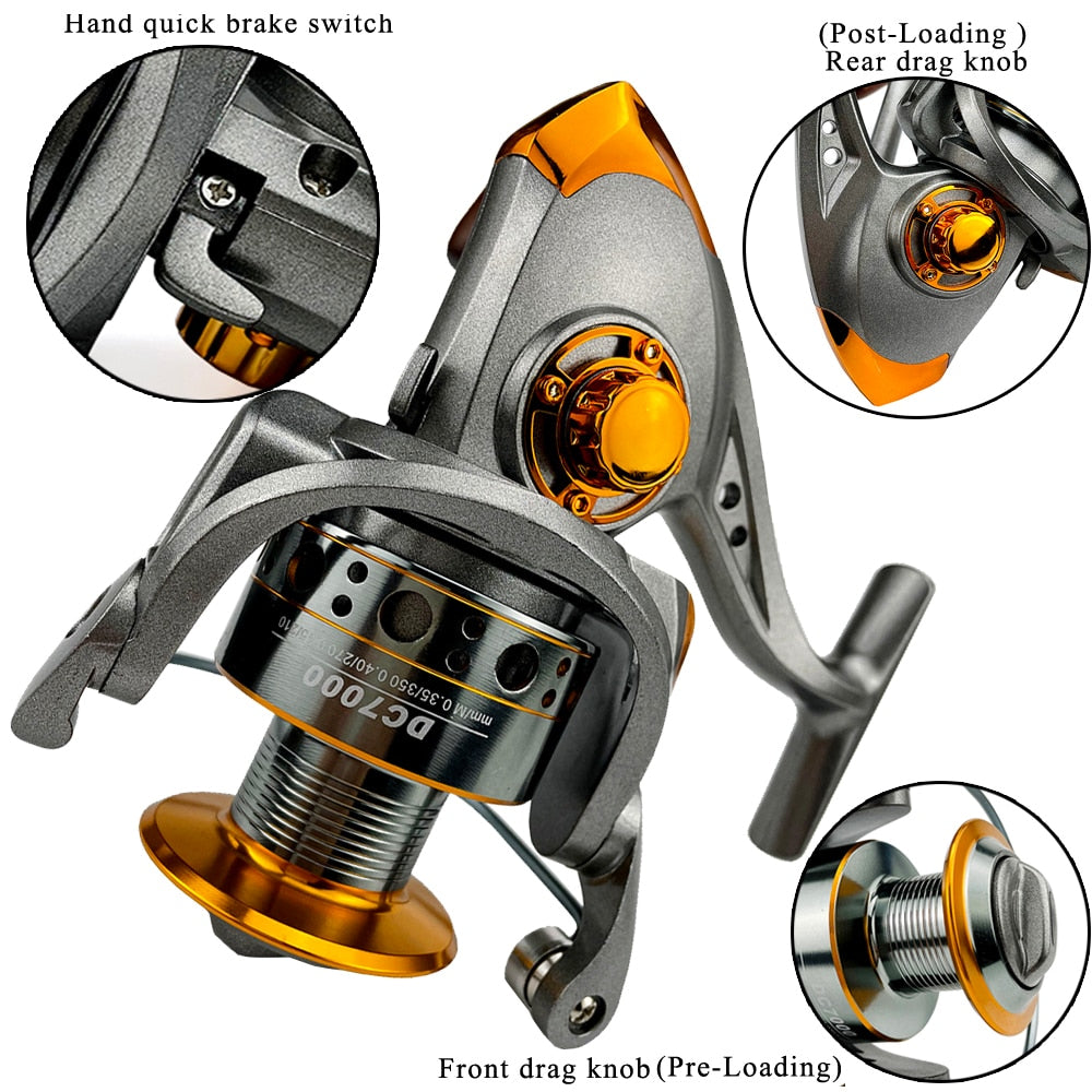 GHOTDA Fishing Reel Spinning 1000-7000 Series Metal Spool Spinning Wheel for Sea Fishing Carp Fishing