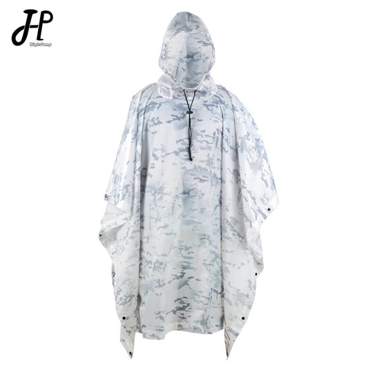 Outdoor Hooded Breathable Rainwear Camo Poncho Army Tactical Raincoat Camping Hiking Hunting Birdwatching Suit Travel Rain Gears