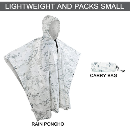 Outdoor Hooded Breathable Rainwear Camo Poncho Army Tactical Raincoat Camping Hiking Hunting Birdwatching Suit Travel Rain Gears