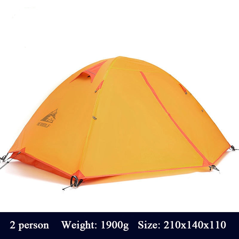 Hewolf Camping Tents Double-layer Single 20D Nylon Silicon Aluminum Pole Ultralight Outdoor Travel Waterproof Cycling Tent