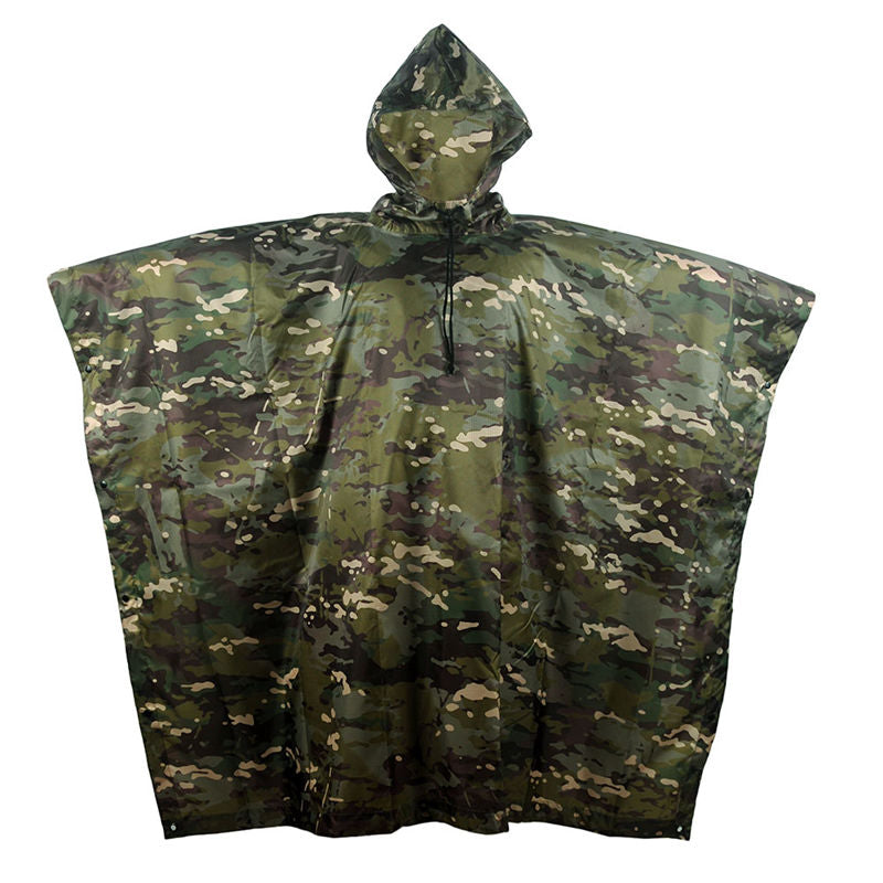 Outdoor Hooded Breathable Rainwear Camo Poncho Army Tactical Raincoat Camping Hiking Hunting Birdwatching Suit Travel Rain Gears