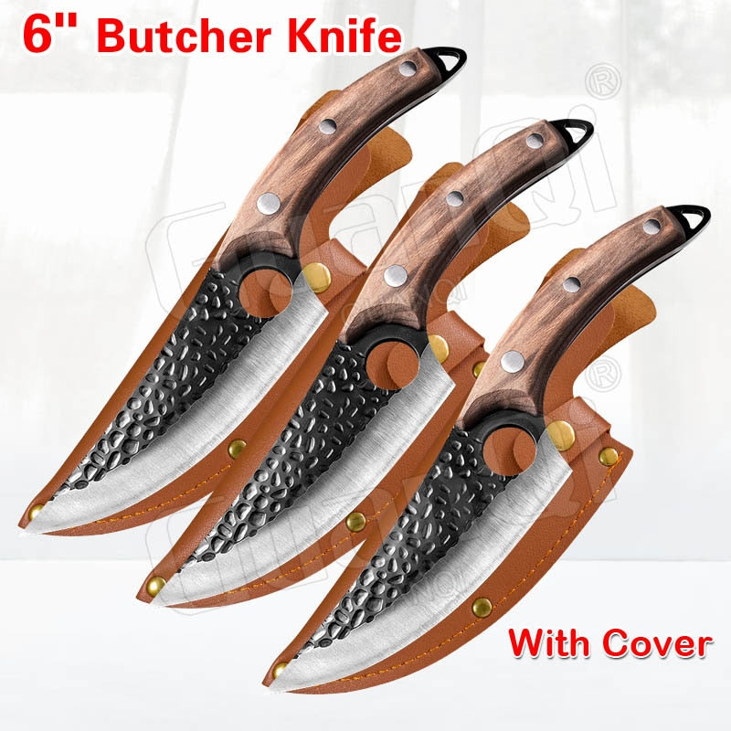 Fish Filleting Knife Stainless Steel Boning Knife Handmade Fishing Knife Kitchen Meat Cleaver Camping Cutter Chef Knives