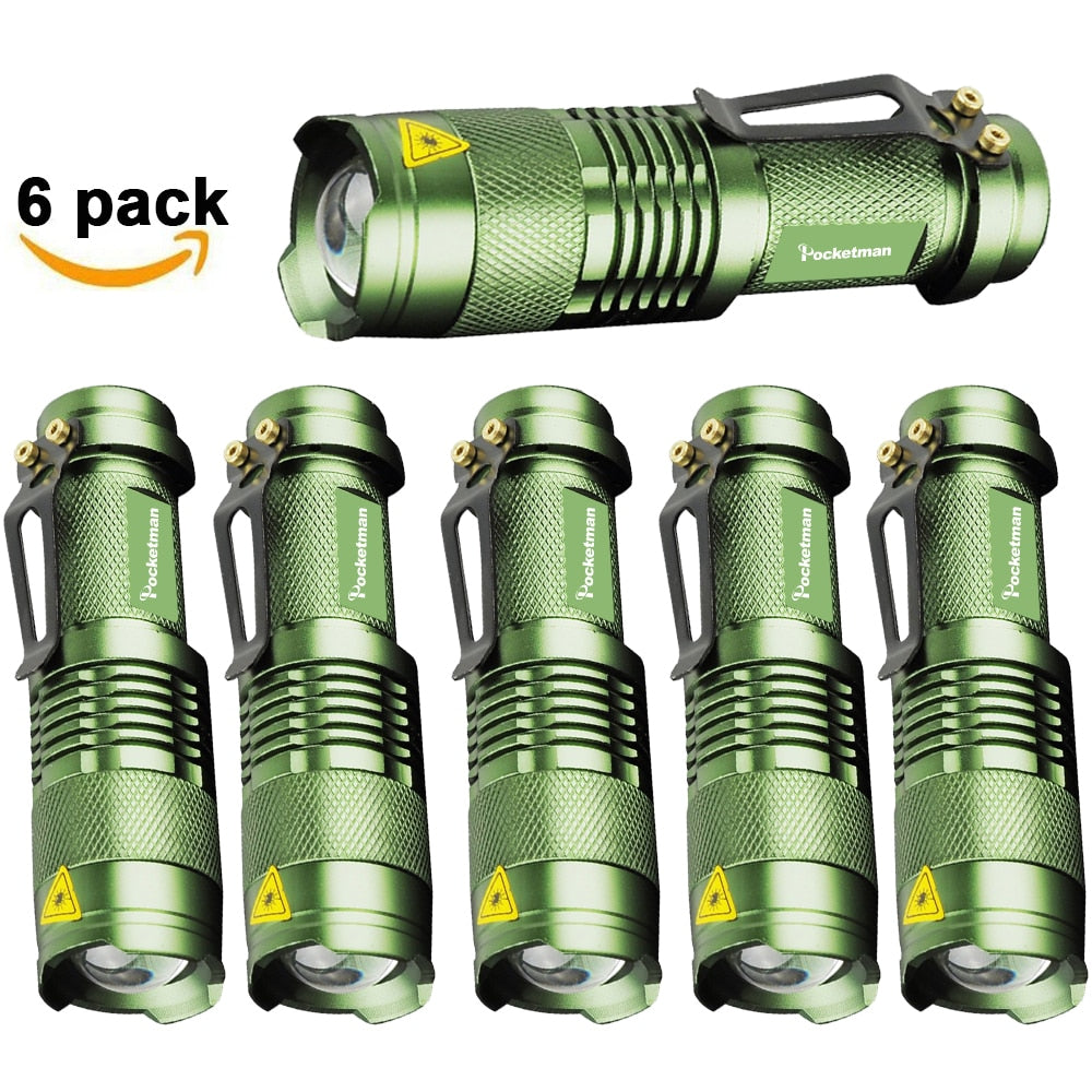 Powerful Tactical Flashlights Portable LED Camping Lamps 3 Modes Zoomable Torch Light Lanterns Self Defense 6pcs/Lot z50