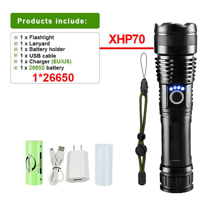 XHP360 Led Flashlight 18650 Rechargeable Torch Usb Powerful Tactical Flash Light Zoomable Hunting Lantern Waterproof Hand Lamp