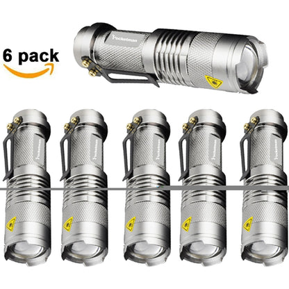 Powerful Tactical Flashlights Portable LED Camping Lamps 3 Modes Zoomable Torch Light Lanterns Self Defense 6pcs/Lot z50