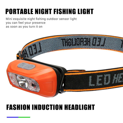 Mini USB Rechargeable Sensor Headlamp Fishing Camping Flashlight 5W LED Torch Headlights Front Lantern with Built-in Battery