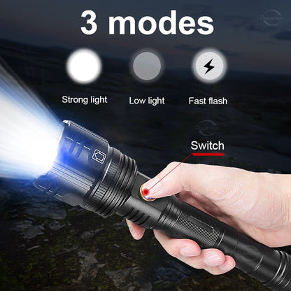 1000000LM 600W LED Powerful Flashlight USB Recharge Flash Light 12000MAh  LED Flashlight Zoom Tactical Lantern Long Shot Torch