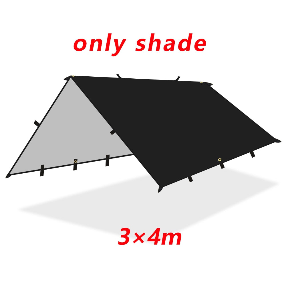 4x4m 4x3m 3x3m 19 Hang Points Tent Tarp Survival Sun Shelter Shade Canopy Outdoor Backpacking Waterproof Camping Awning SunShade