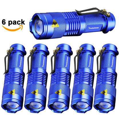 Powerful Tactical Flashlights Portable LED Camping Lamps 3 Modes Zoomable Torch Light Lanterns Self Defense 6pcs/Lot z50