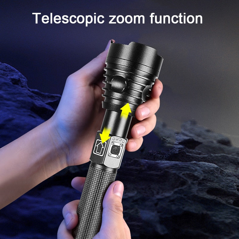 XHP360 Led Flashlight 18650 Rechargeable Torch Usb Powerful Tactical Flash Light Zoomable Hunting Lantern Waterproof Hand Lamp