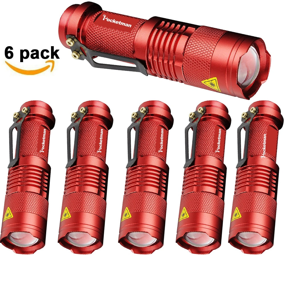 Powerful Tactical Flashlights Portable LED Camping Lamps 3 Modes Zoomable Torch Light Lanterns Self Defense 6pcs/Lot z50