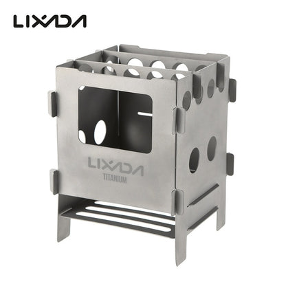 Lixada Portable Titanium Wood Stove Camping Equipment Folding Stove Outdoor Wood Stove Furnace Lightweight Bbq Picnic Survival