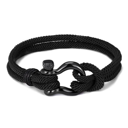 MKENDN Navy style Camping Parachute cord Survival Anchor Bracelet Men Women with Black Stainless Steel Sport Buckle