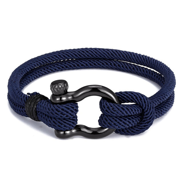 MKENDN Navy style Camping Parachute cord Survival Anchor Bracelet Men Women with Black Stainless Steel Sport Buckle