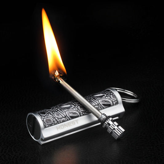 Free Fire Metal Retro Match Lighter Flint Fire Starter Torch Kerosene Oil Flame Lighter Creative Men's Gift Can Be Refueled Lighter Portable Outdoor Survival Safety Tool Hiking Camping Instant Emergency Fire Starter