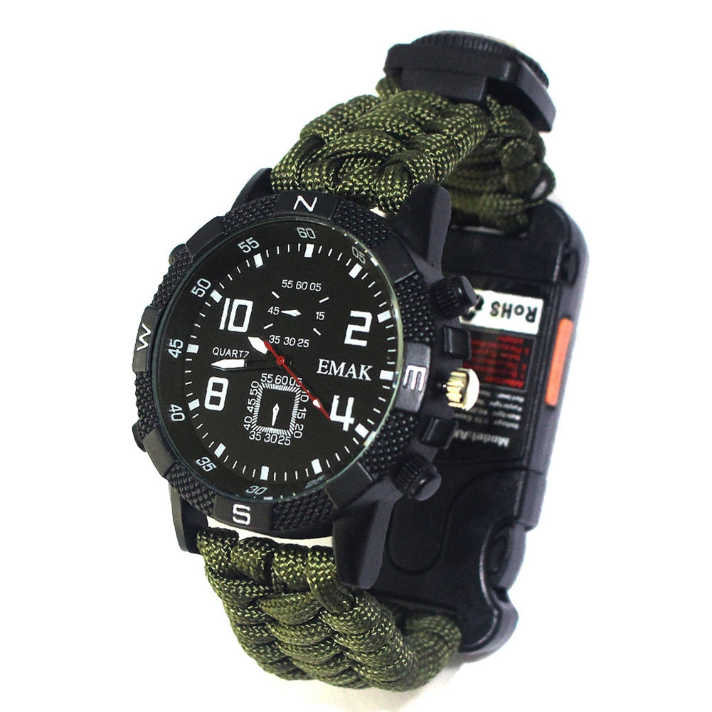 Outdoor Multifunction EDC Tactical Bracelet Safety Equipment Tools Rope Survival Camping Watch