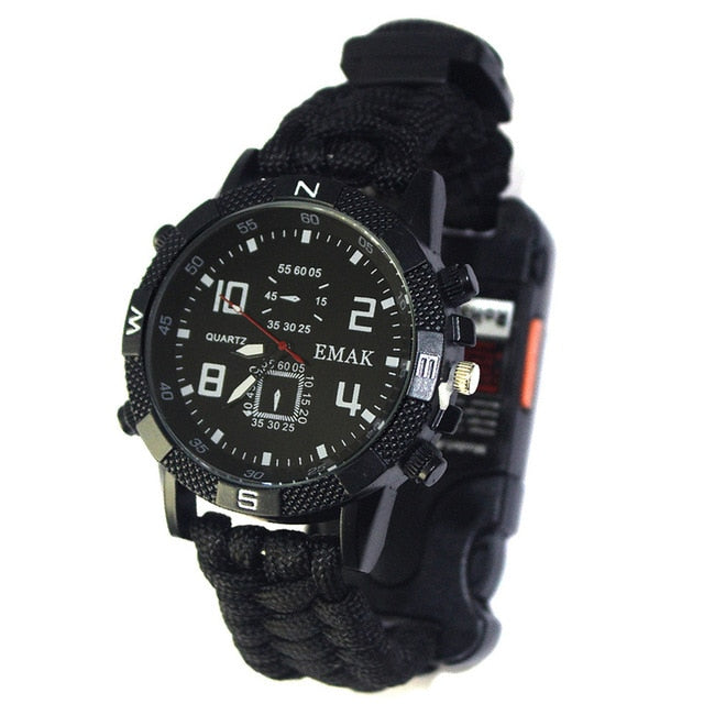 Outdoor Multifunction EDC Tactical Bracelet Safety Equipment Tools Rope Survival Camping Watch