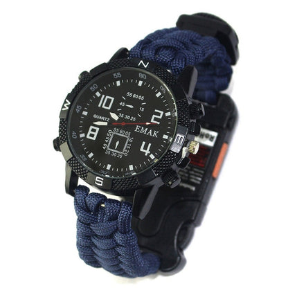 Outdoor Multifunction EDC Tactical Bracelet Safety Equipment Tools Rope Survival Camping Watch