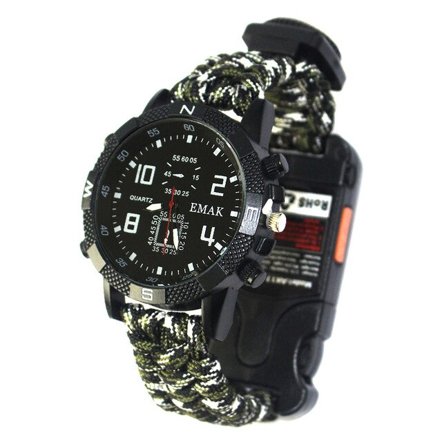 Outdoor Multifunction EDC Tactical Bracelet Safety Equipment Tools Rope Survival Camping Watch