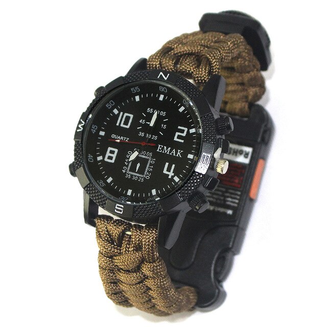 Outdoor Multifunction EDC Tactical Bracelet Safety Equipment Tools Rope Survival Camping Watch