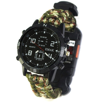 Outdoor Multifunction EDC Tactical Bracelet Safety Equipment Tools Rope Survival Camping Watch