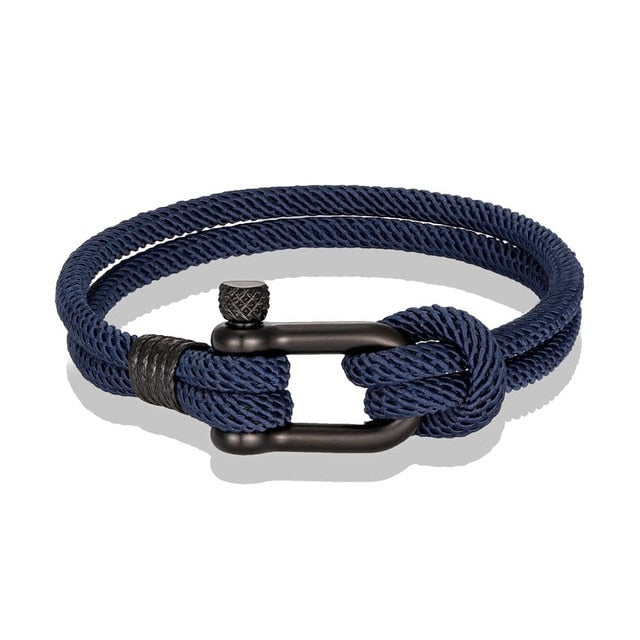 MKENDN Navy style Camping Parachute cord Survival Anchor Bracelet Men Women with Black Stainless Steel Sport Buckle