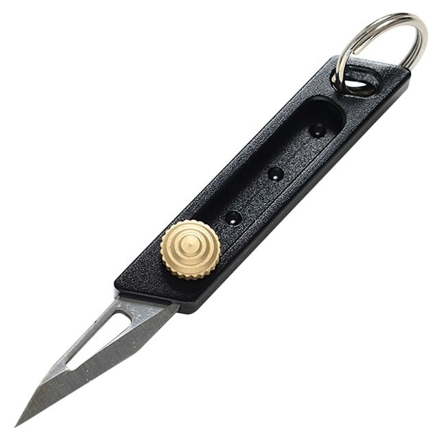 Retractable Sliding Blade Stainless Steel Outdoor Survive Portable EDC Pocket Knife Mini Knife Paper Key Ring 1