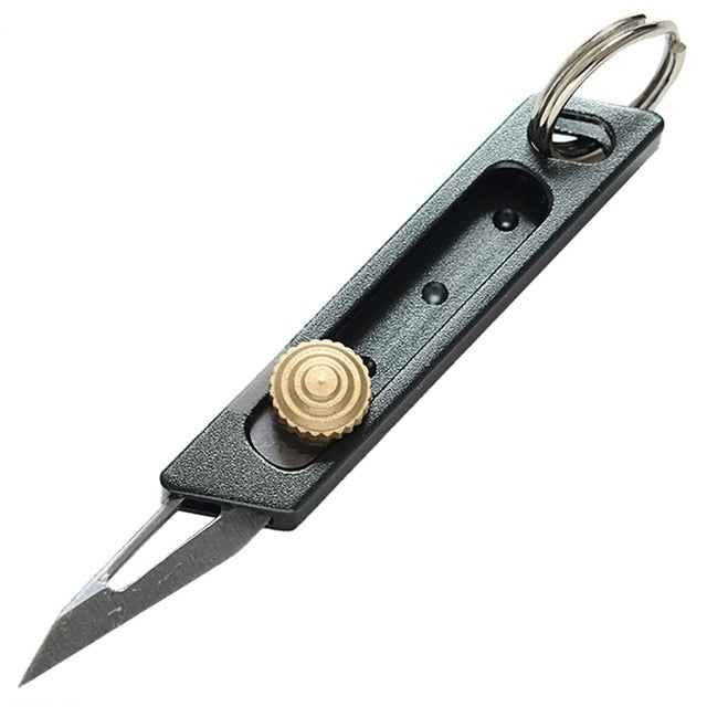 Retractable Sliding Blade Stainless Steel Outdoor Survive Portable EDC Pocket Knife Mini Knife Paper Key Ring 1