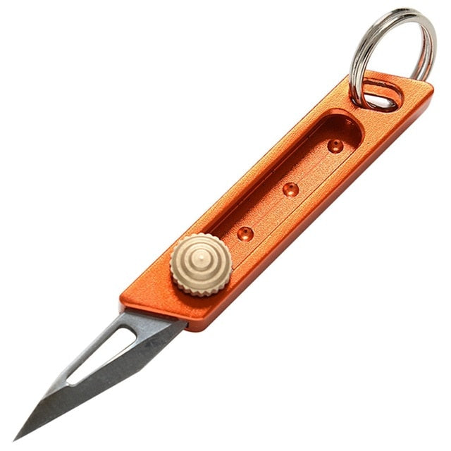 Retractable Sliding Blade Stainless Steel Outdoor Survive Portable EDC Pocket Knife Mini Knife Paper Key Ring 1