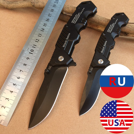 217 Black Folding Knife Tactical Hunting Survival EDC Pocket Knives Utility Camping Outdoor Combat Portable Multi Tools