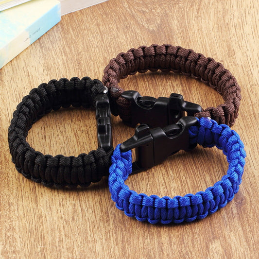 1PC Outdoor Camping Paracord Parachute Cord Emergency Survival Braided Rescue Bracelet Rope with Whistle Buckle