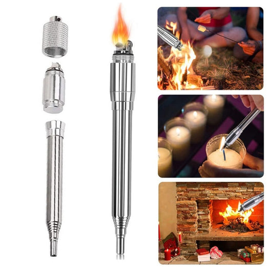 Outdoor Cooking Survival Blow Fire Tube Portable Fire Starter Tube Retractable Stainless Steel Camping Blow Fire Tube Lighter