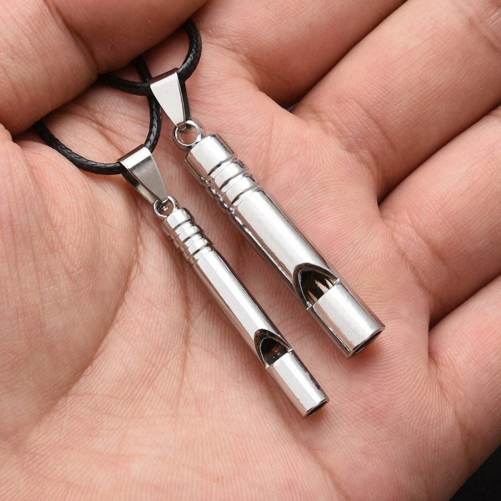 Titanium Emergency Whistle Portable Keychain Necklace Whistle EDC Keyring for Emergency Survival Outdoor Camping Hiking